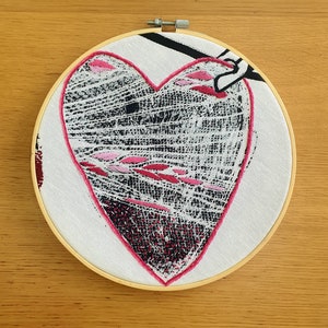 Heart Embroidery Hoop Art: Pink Stitched Wall Decor