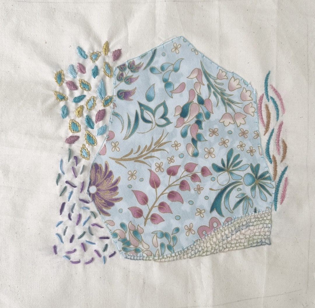 Abstract Fiber Art, Embroidered Wall Hanging, Flowers Wall Décor ... - Textured Embroidered Wall Art Fabrics