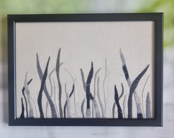 Black and White Hand Embroidered Wall Hanging, Embroidery Wall Art Home Décor
