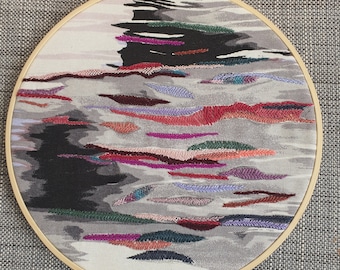 Abstract Hand Embroidery Hoop Art