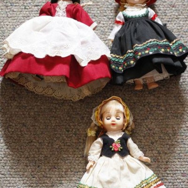 Madame Alexander Kins Dolls (Finland & Marme) and Doll of the World Ethnic Three Dolls Lot - 1970s