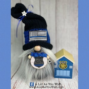 Blessed Are The Peacemakers Police Blue Line knit gnome