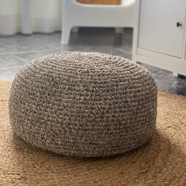 Pouf ottoman rond bouclé, pouf en grosse maille, table basse avec repose-pieds moderne, grands coussins pour siège au sol, cadeau de décoration intérieure élégant