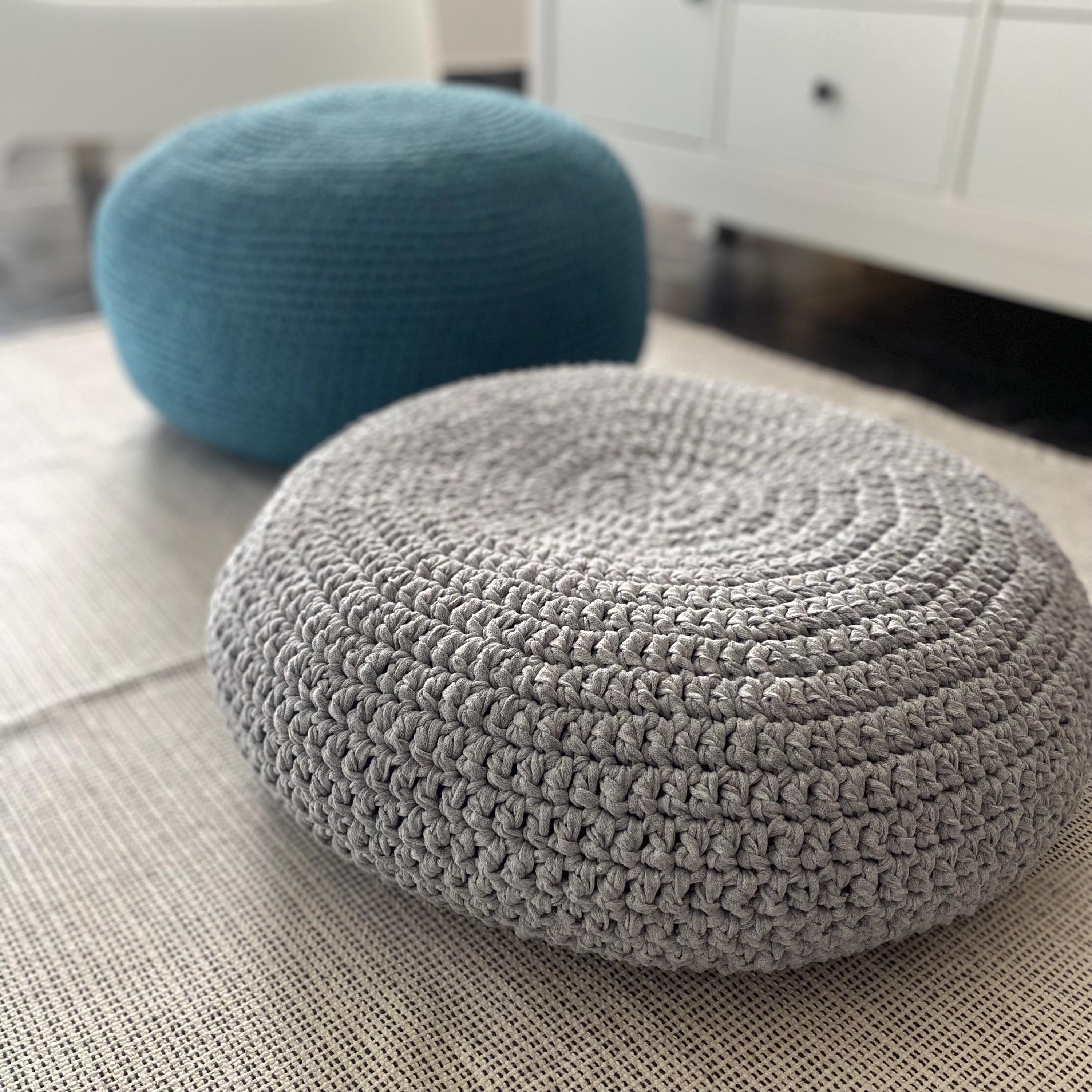 Crochet Floor Cushion, Zafu Meditation Seating Pouf, Meditators