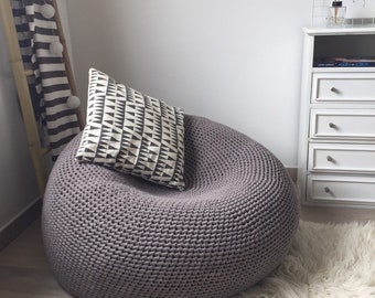 Extra großer Sitzsack-Stuhl, bequemes Bodensitzkissen, übergroßer runder gestrickter Sitzsack-Pouf, Gaming-Stuhl, moderne Wohndekoration