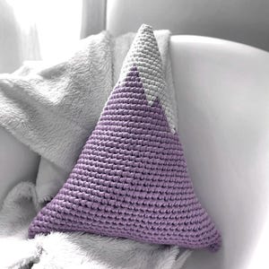 Large Snowy Mountain Pillow, Woodland Nursery Decor, Adventures Cushion Toy, Lavender Crochet Mountain Cushion, Nature Lovers Gift