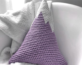 Crochet Snowy Mountain Pillow: Large Cotton Decorative Pillow, Nursery Decor