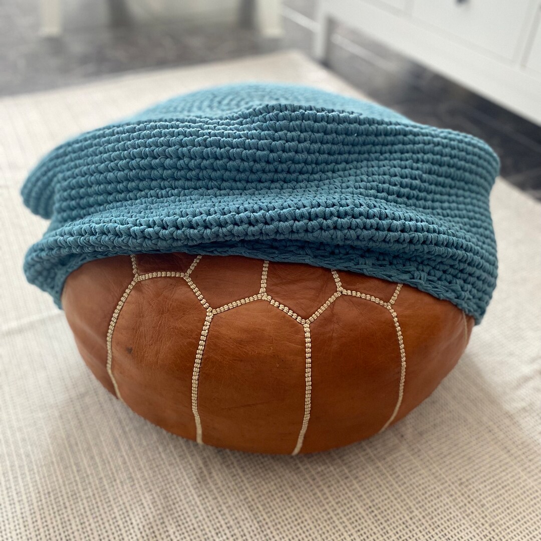 Fundas para otomanas, funda de puf redonda de crochet, funda de
