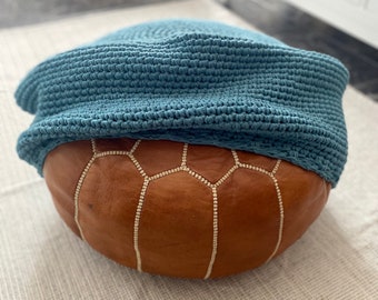 Fundas para pufs otomanos, funda de ganchillo para puf redondo, funda de algodón a medida, lavable a máquina.