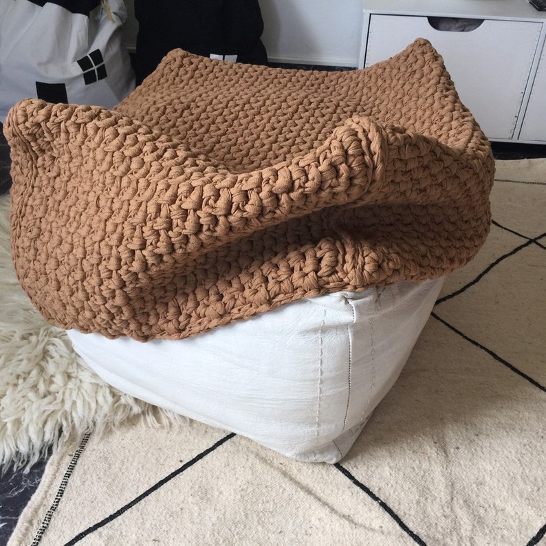 Square Ottoman Slipcover Custom Crochet Pouf Stool Cover Etsy Canada