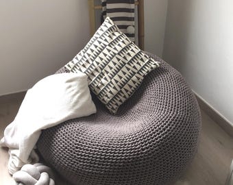 Mesa de centro otomana redonda grande, sillón puf tejido de 91 cm con  relleno, mueble de salón hecho a mano, regalo para nuevos