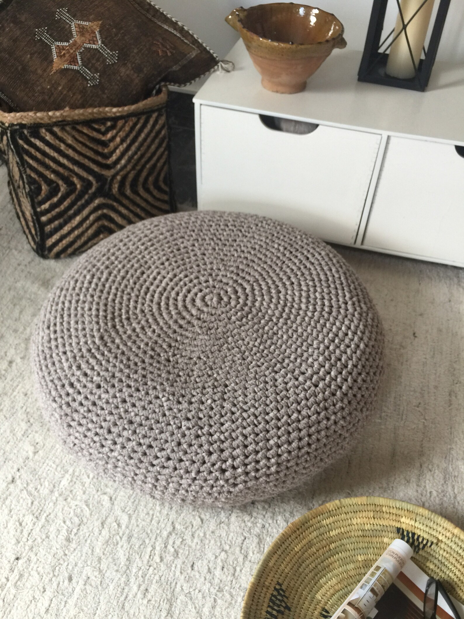 Ottoman Slipcover Crochet Round Stool Cover Custom Made Etsy