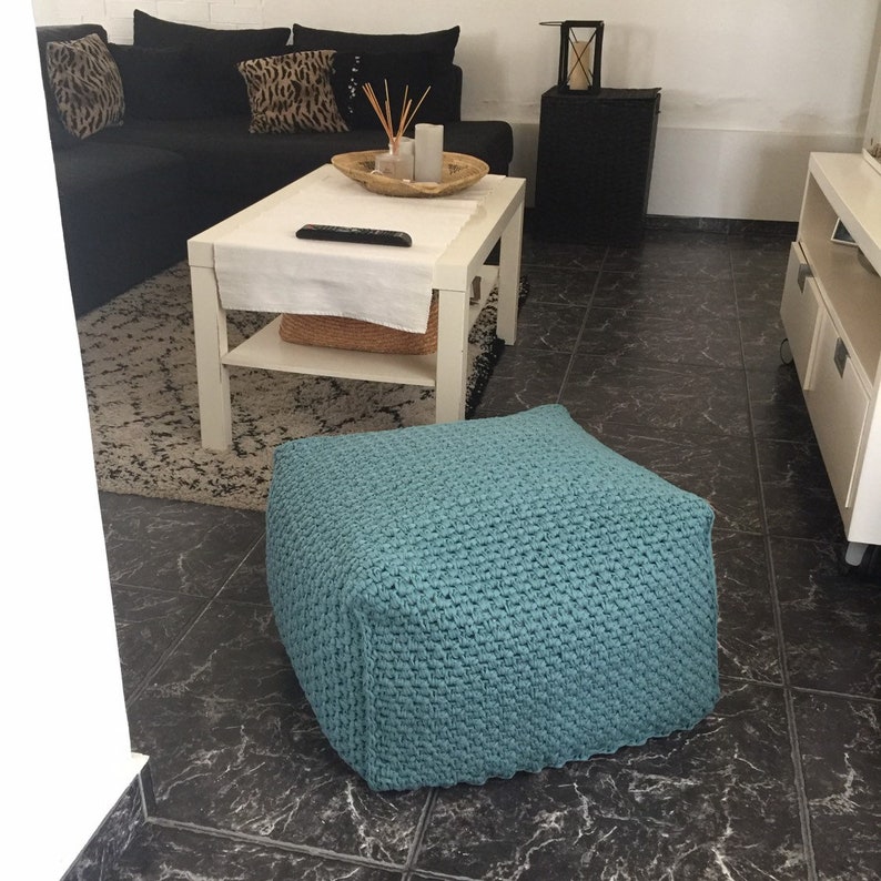 Square Ottoman Slipcover Custom Crochet Pouf Stool Cover Etsy Canada