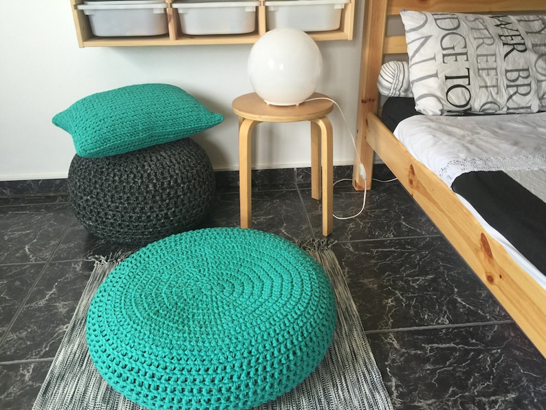 Crochet Ottoman Slipcover Handmade Pouf Stool Cover Bespoke Etsy