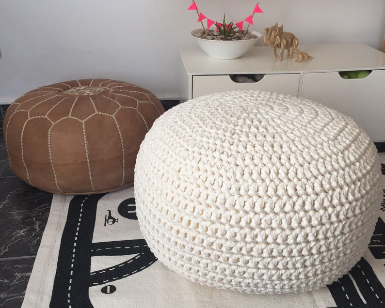 colore Casa delle bambole in miniatura Pouffee Ottoman Pouf bianco