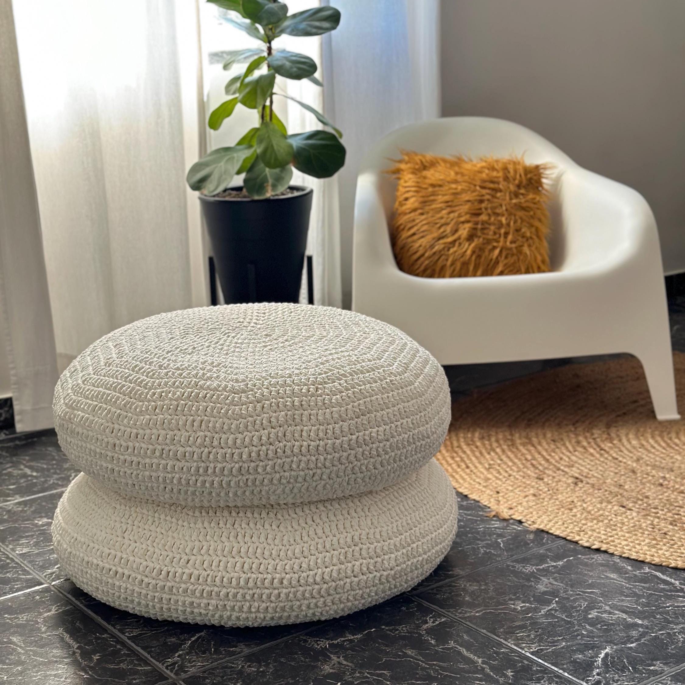 Crochet Floor Cushion, Zafu Meditation Seating Pouf, Meditators