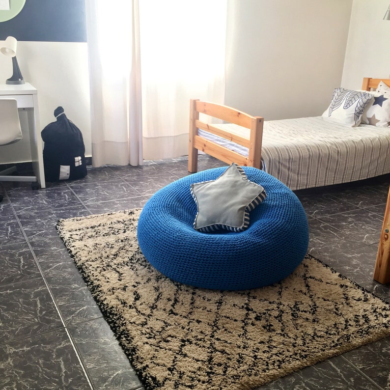 Extra Large Round Bean Bag Chair Giant Cobalt Blue Floor Etsy