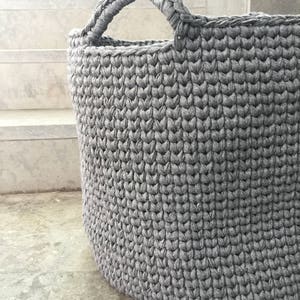 Large Crochet Storage Basket, Round Cotton Basket for Blankets, Pillows, Toys or Laundry, Modern Home Storage image 4