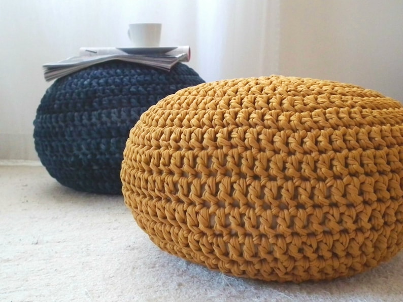 Chunky Knit Pouf Ottoman