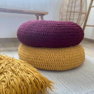 Large Crochet Floor Cushion, Round Meditation Seating Pillow, Boho Home Decor, Eco Friendly Mindfulness and Meditation Enthusiasts Gifts