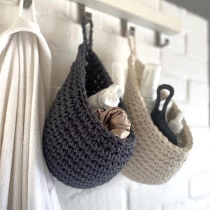 Wandbehang, gehäkelter Aufbewahrungsbeutel, Badezimmer-Organizer, Wäscheaufbewahrung, dekorative Küche Teardrop-Körbe