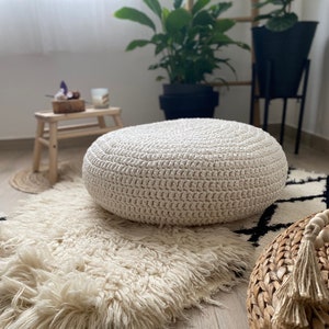 Almofada grande de meditação, almofada redonda de chão Zafu de malha - decoração de interiores moderna