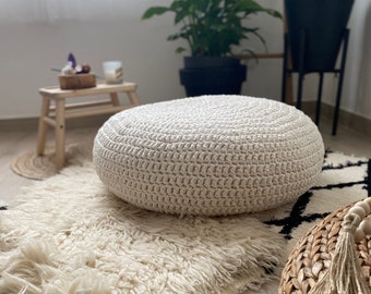 Large Meditation Cushion, Knitted Zafu Round Floor Pillow Seating - Modern Interior Decor