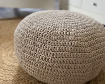 Capas artesanais para pufes Ikea, capas redondas de crochê Sandared e Alseda - Móveis reciclados
