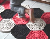 Coral Crochet Rug - Nursery Rug - Kidsroom Decor- Playrooms Rug - Crochet Floor Rug - Accent Rug - Cotton Rug - Crochet Rug - Knit Rug