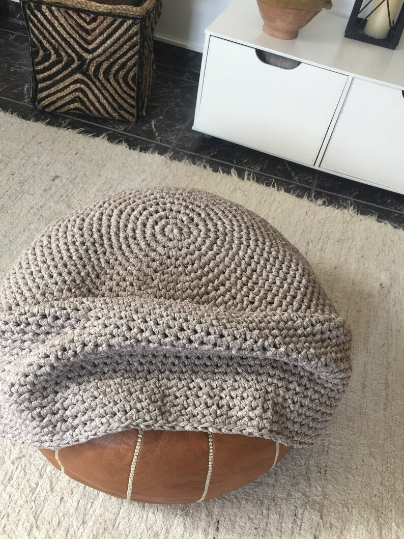 Ottoman Slipcover Crochet Round Stool Cover Custom Made Etsy