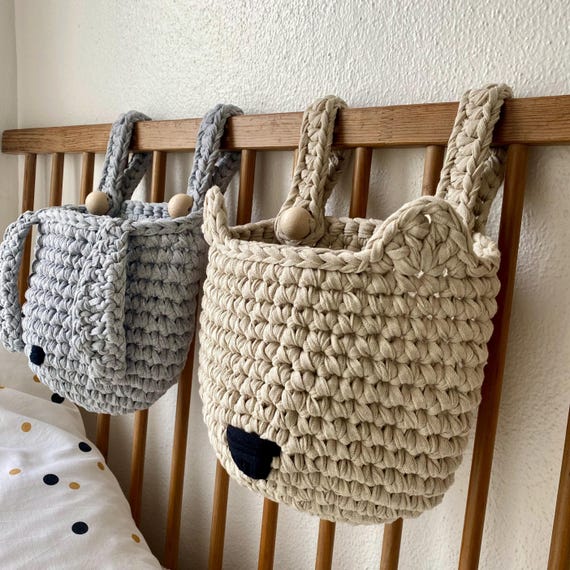 Organizer Da Culla A 2 Tasche In Cotone, Con Motivo A Cuore, Per Pannolini E Giocattoli, Set Da 2 Pezzi