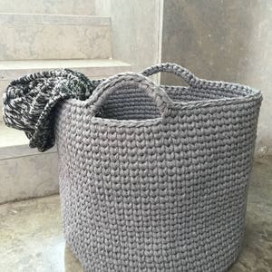 Large Crochet Storage Basket, Round Cotton Basket for Blankets, Pillows, Toys or Laundry, Modern Home Storage image 5