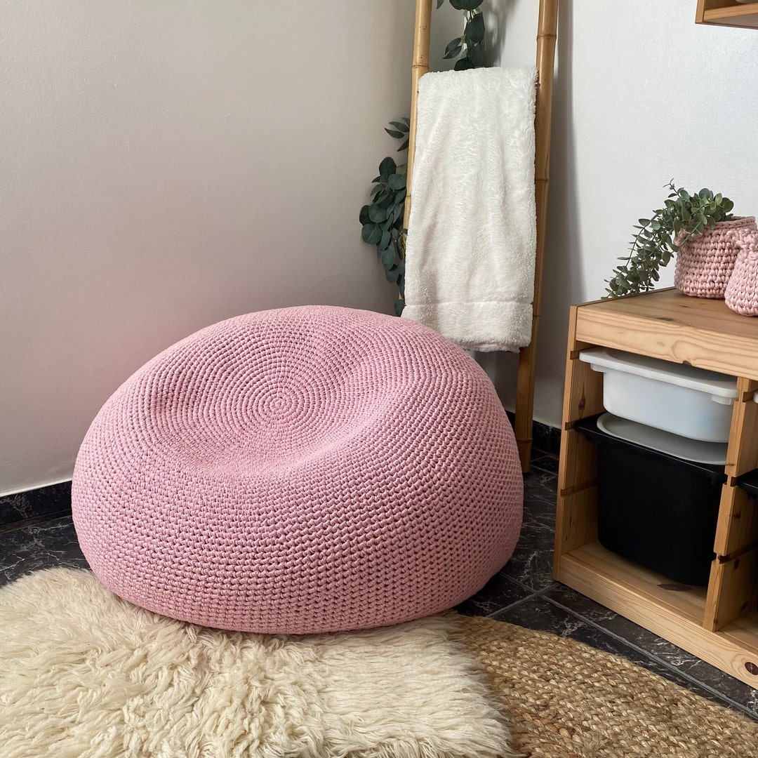 Buy Large Knit Bean Bag Chair, Round Floor Pillow Seating, Modern