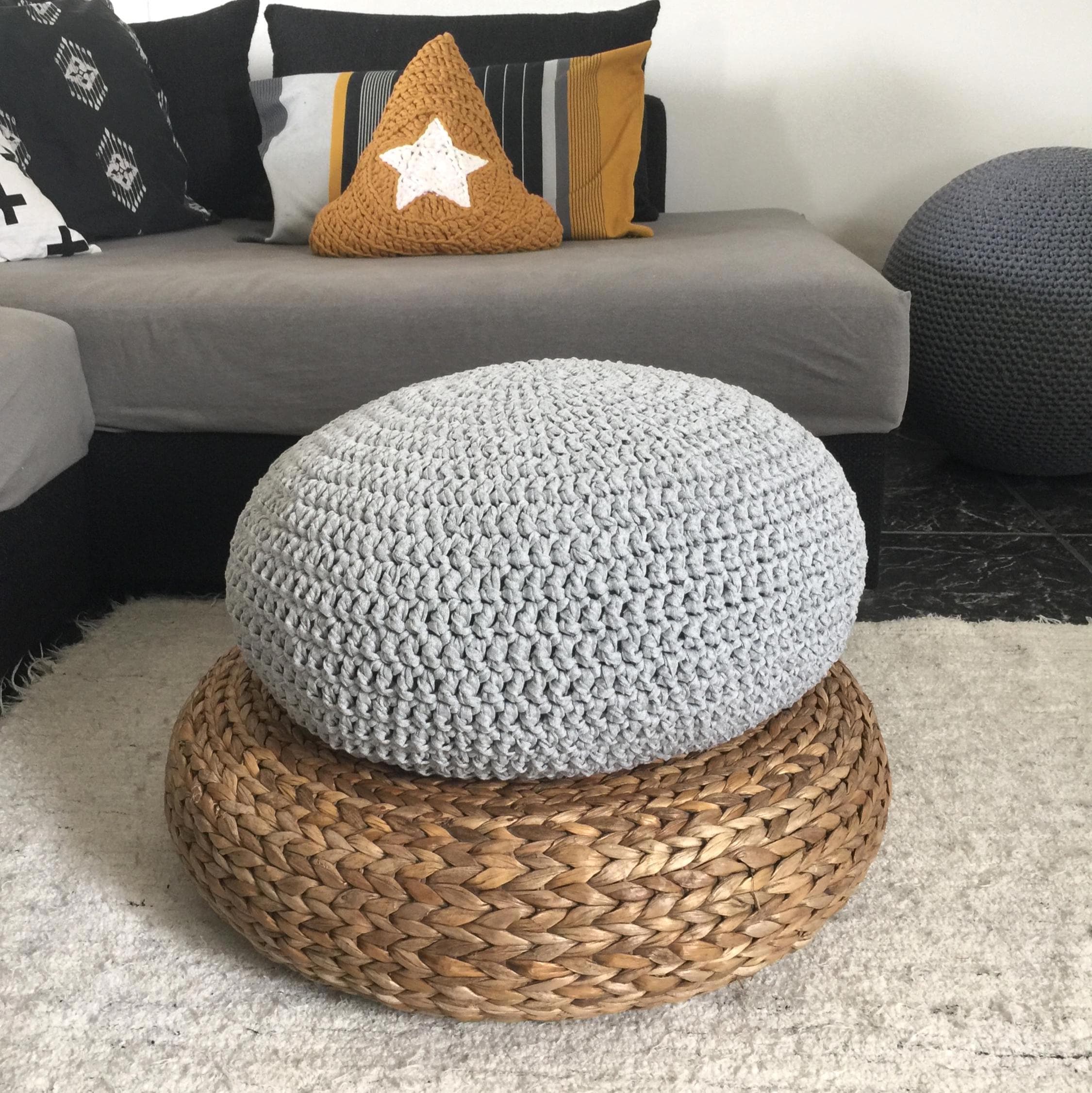 Crochet Floor Cushion, Zafu Meditation Seating Pouf, Meditators