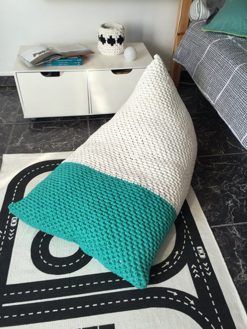 Knitted Bean Bag Chair Adult Lounger Floor Pillow Color Etsy