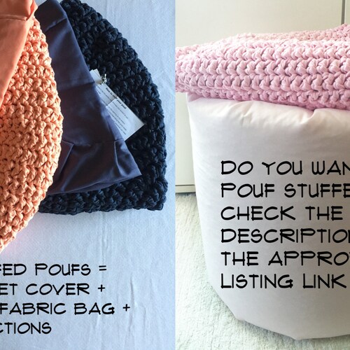 Gold shops Sparkly Crochet Pouf Ottoman, Round Pouffe Footstool Table, New Home Couple Gift