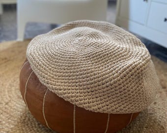 かぎ針編みのオットマン用スリップカバー：IKEA Alseda用ハンドメイド