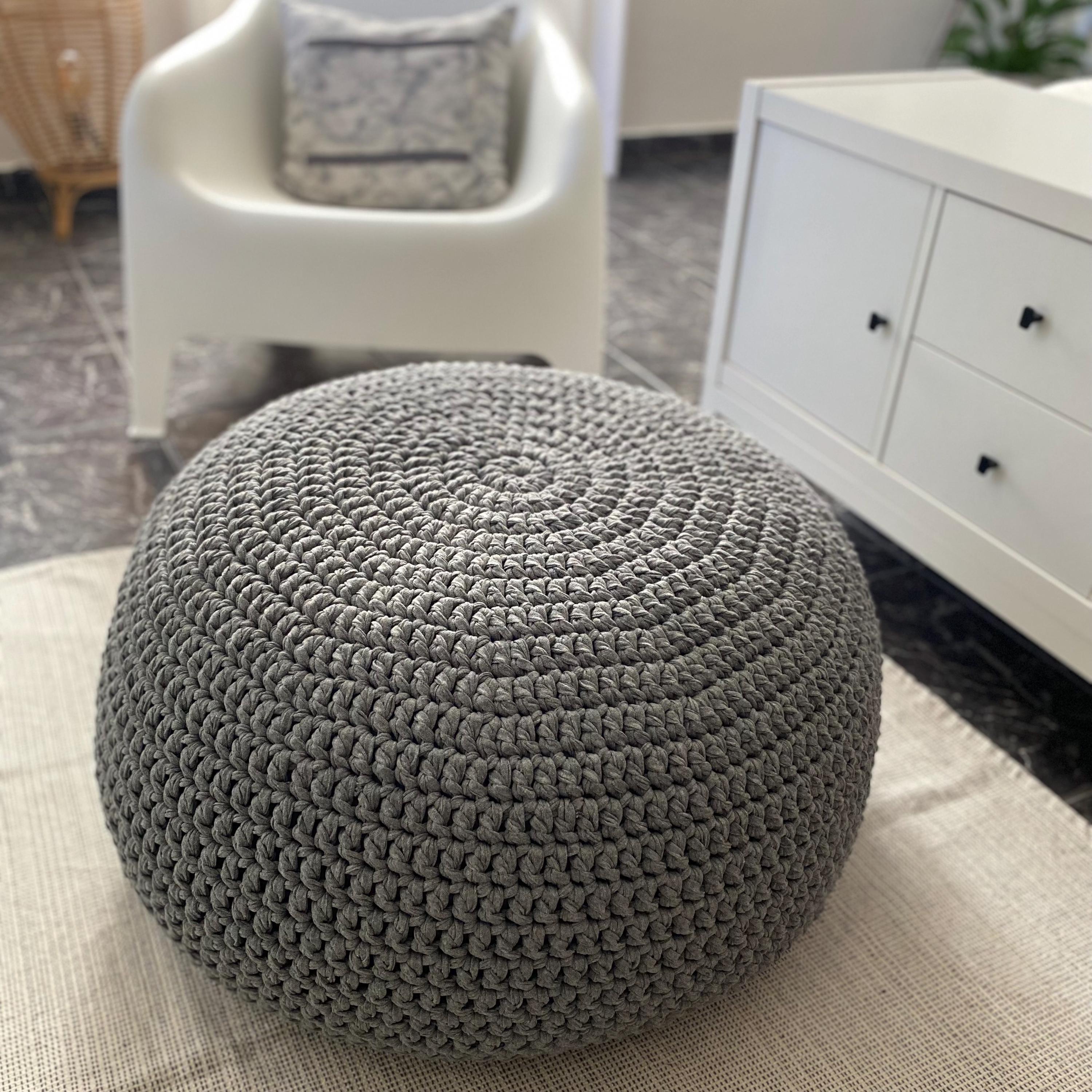 Handmade Ikea Pouf Covers, Sandared and Alseda Round Crochet