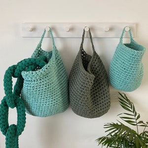 Wandbehang Korb, Häkeln Aufbewahrungstaschen, Kinderzimmer Organizer, Spielzeug Lagerung, Umweltfreundliche Kinderzimmer Dekor