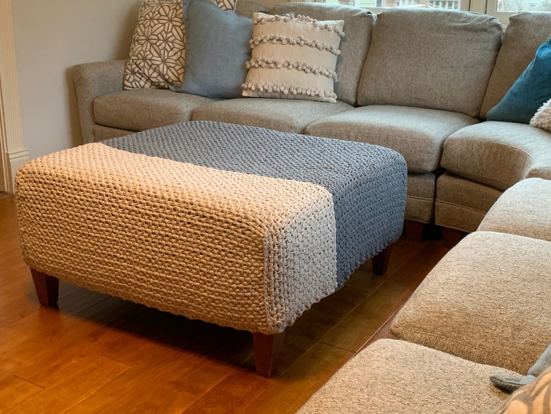 Square Ottoman Slipcover Crochet Pouf Stool Cover Bespoke Etsy