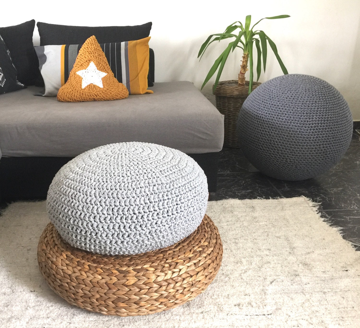 Crochet Floor Pillow Seats  Modern Seating Poufs – Looping Home