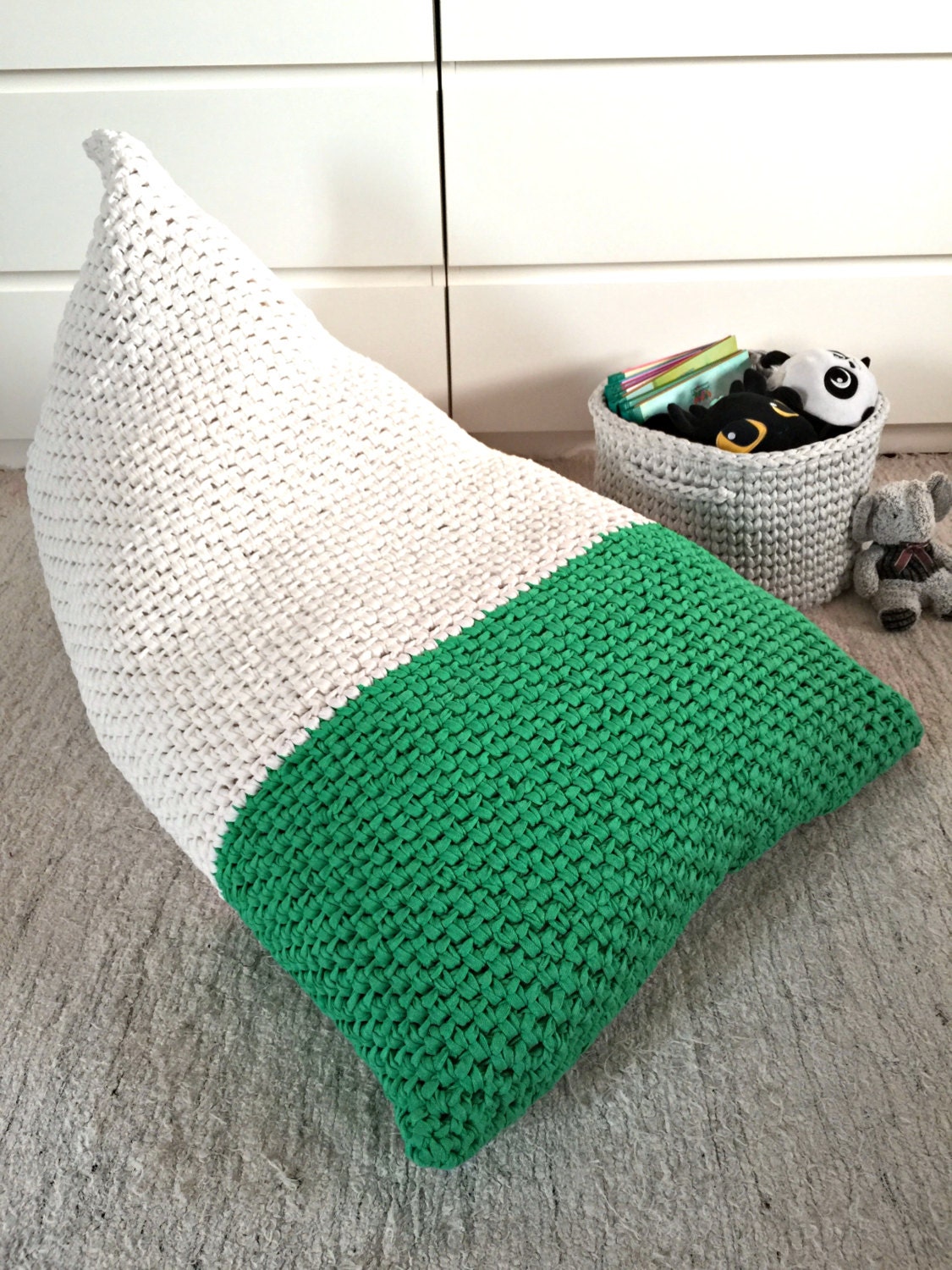 Kid Lounge Bean Bag Chair Large Floor Pillow Seating Hand Etsy UK