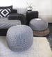 Grey Round Knit Ottoman, Chunky Cotton Footstool Pouffe, Gender Neutral Floor Pouf Seating - Modern Nursery Puff Chair