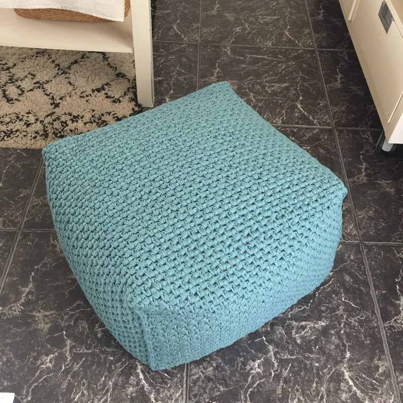 Square Ottoman Slipcover Custom Crochet Pouf Stool Cover Etsy Canada