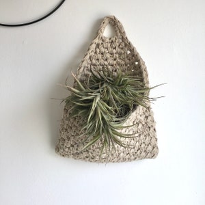 Wall Hanging Pocket, Gold/ Silver Air Plant Holder, Crochet Hanging Basket, Modern Mail Storage, Pegboard Organizer