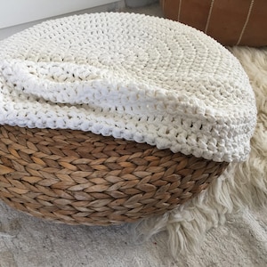 Crochet Ottoman Slipcover, Handmade Pouf Stool Cover, Bespoke Knit Cover