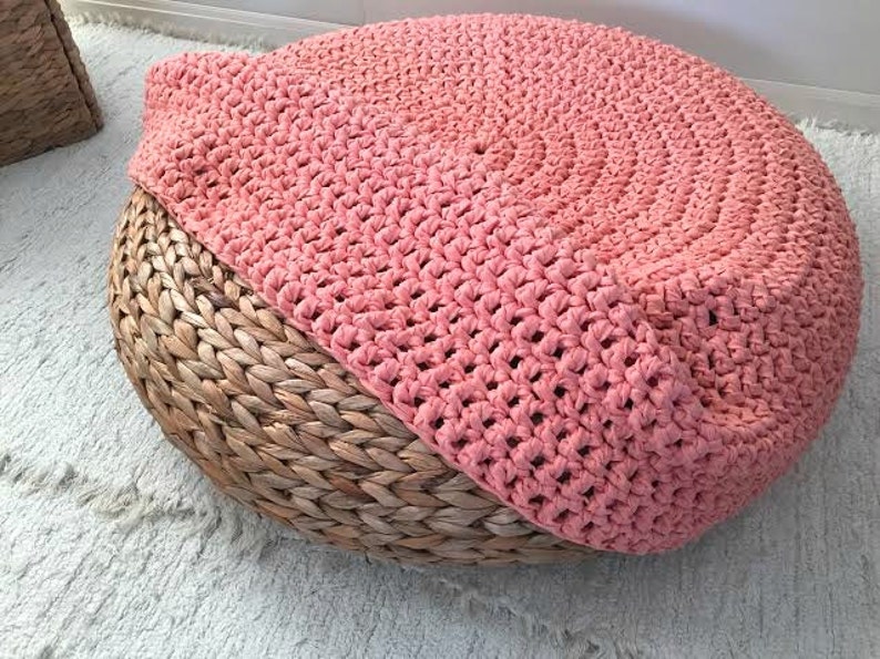 Crochet Ottoman Slipcover Handmade Pouf Stool Cover Bespoke Etsy