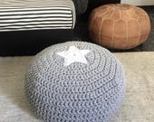 Pouf avec assise au sol, motif étoiles, coussin de sol en tricot de coton écologique, décoration de chambre de bébé moderne