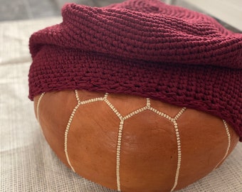 Custom Pouf Cover, Crochet Round Ottoman Slipcover Fit Ikea Poufs, Upcycling Stool