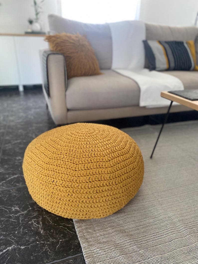 Chunky Knit Pouf Ottoman - Thumbnail 2